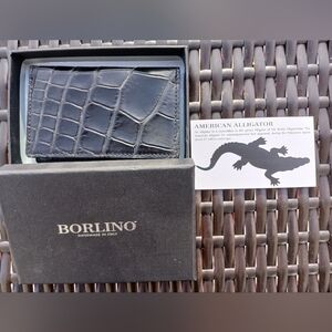 Borlino Black Alligator Leather Card Holder